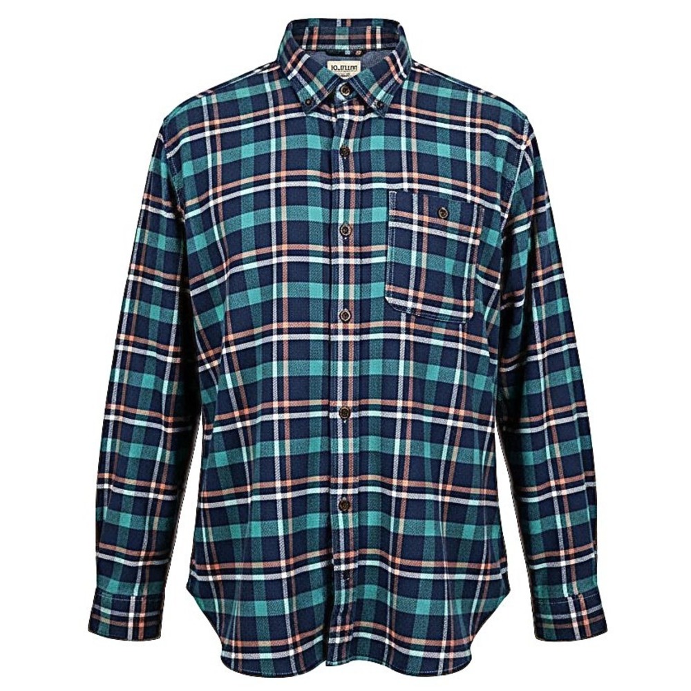 LL Bean Mens XL Tall Flannel Shirt Plaid Teal Blue Orange Traditional Fit 513682